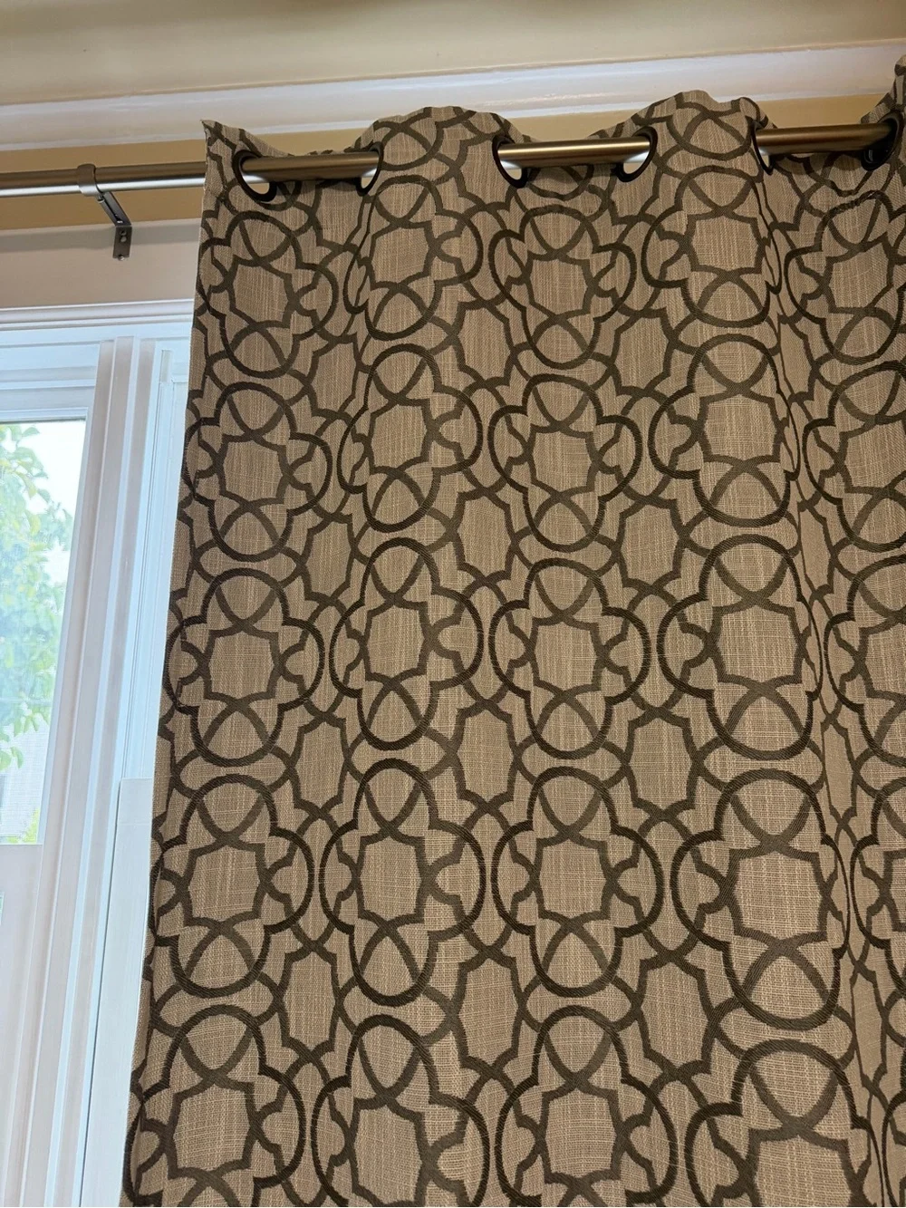 Geometric Pattern Window Curtain Panel - set of 2 - Gray, Blackout